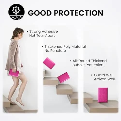 Fuxury Bubble Mailers 4x8 Inch (800 Pack) Pink | Bulk Padded Envelopes for Small Business thumbnail 5