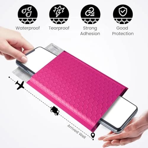 Fuxury Bubble Mailers 4x8 Inch (800 Pack) Pink | Bulk Padded Envelopes for Small Business thumbnail 7