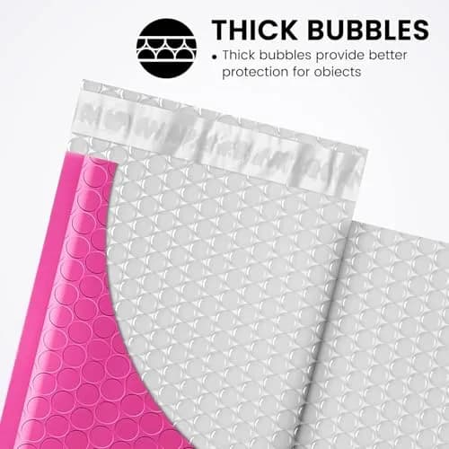 Fuxury Bubble Mailers 4x8 Inch (800 Pack) Pink | Bulk Padded Envelopes for Small Business thumbnail 3