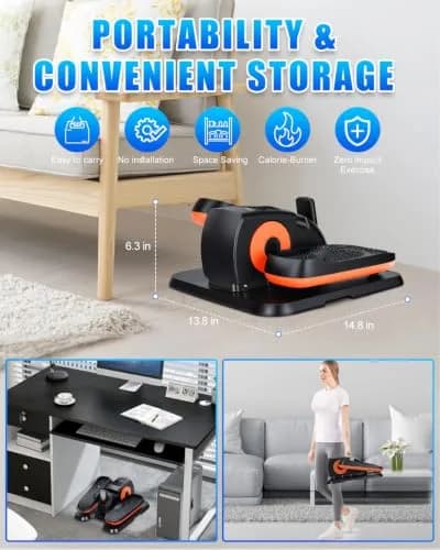 Putnen Under Desk Elliptical Machine, Electric Leg Exerciser for Seniors | 12 Speed Levels, Quiet & Portable thumbnail 7