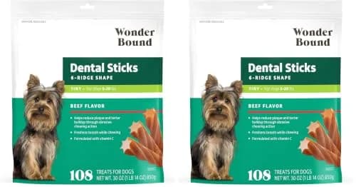 Wonder Bound Beef Flavor Dental Sticks for Tiny Dogs 5-20 lbs | Plaque & Tartar Control, Fresh Breath (70-120 chars) thumbnail 1