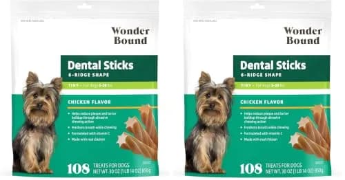 Wonder Bound Chicken Flavor Dental Sticks for Tiny Dogs 5-20 lbs | Plaque & Tartar Control thumbnail 1