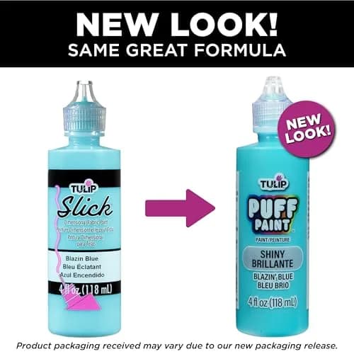 TULIP Puff Paint Slick Blazin Blue 4 Fl Oz | Textured Fabric & Textile Paint for Crafts thumbnail 5