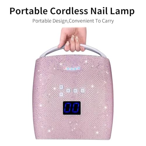 Ayshone 48W Cordless UV LED Nail Lamp Pearl Pink Diamond | Rechargeable Gel Nail Dryer with Handle thumbnail 4