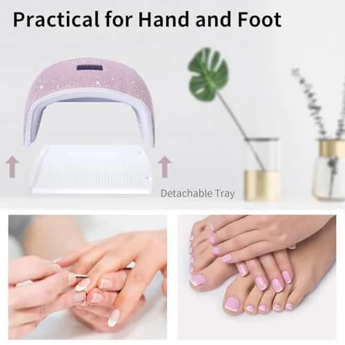 Ayshone 48W Cordless UV LED Nail Lamp Pearl Pink Diamond | Rechargeable Gel Nail Dryer with Handle thumbnail 2
