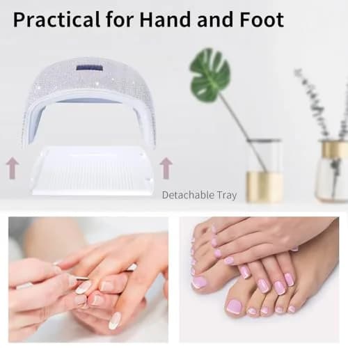 Ayshone 48W Cordless UV LED Nail Lamp, Rechargeable Gel Nail Dryer with Handle, 7.5in W x 3.5in H x 9.6in L | Cures All Gel Polishes thumbnail 2