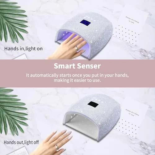Ayshone 48W Cordless UV LED Nail Lamp, Rechargeable Gel Nail Dryer with Handle, 7.5in W x 3.5in H x 9.6in L | Cures All Gel Polishes thumbnail 3