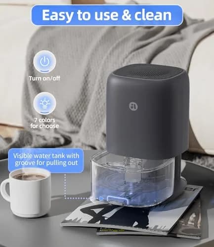 TABYIK 35 OZ Dehumidifier for Bedroom RV, Quiet with Auto Shut Off, Grey | 1000ml (35oz) Capacity, 28dB Noise Level thumbnail 5