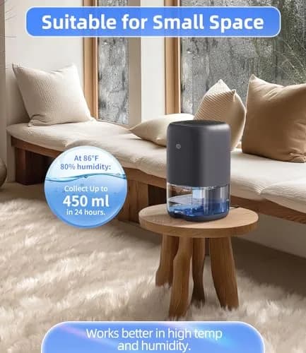 TABYIK 35 OZ Dehumidifier for Bedroom RV, Quiet with Auto Shut Off, Grey | 1000ml (35oz) Capacity, 28dB Noise Level thumbnail 3