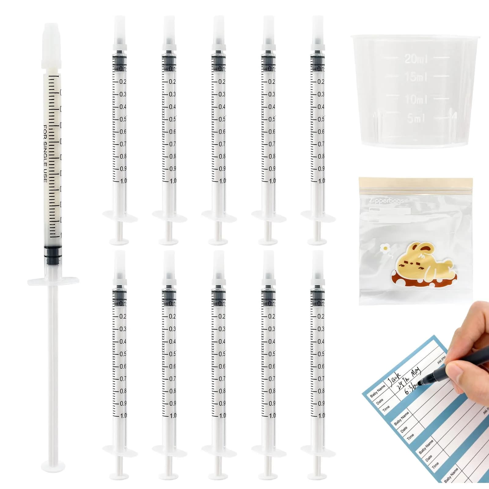 Kid2Kit 1mL Colostrum Syringes with Caps (50-Pack) | BPA-Free Sterile Collection Kit - main product image