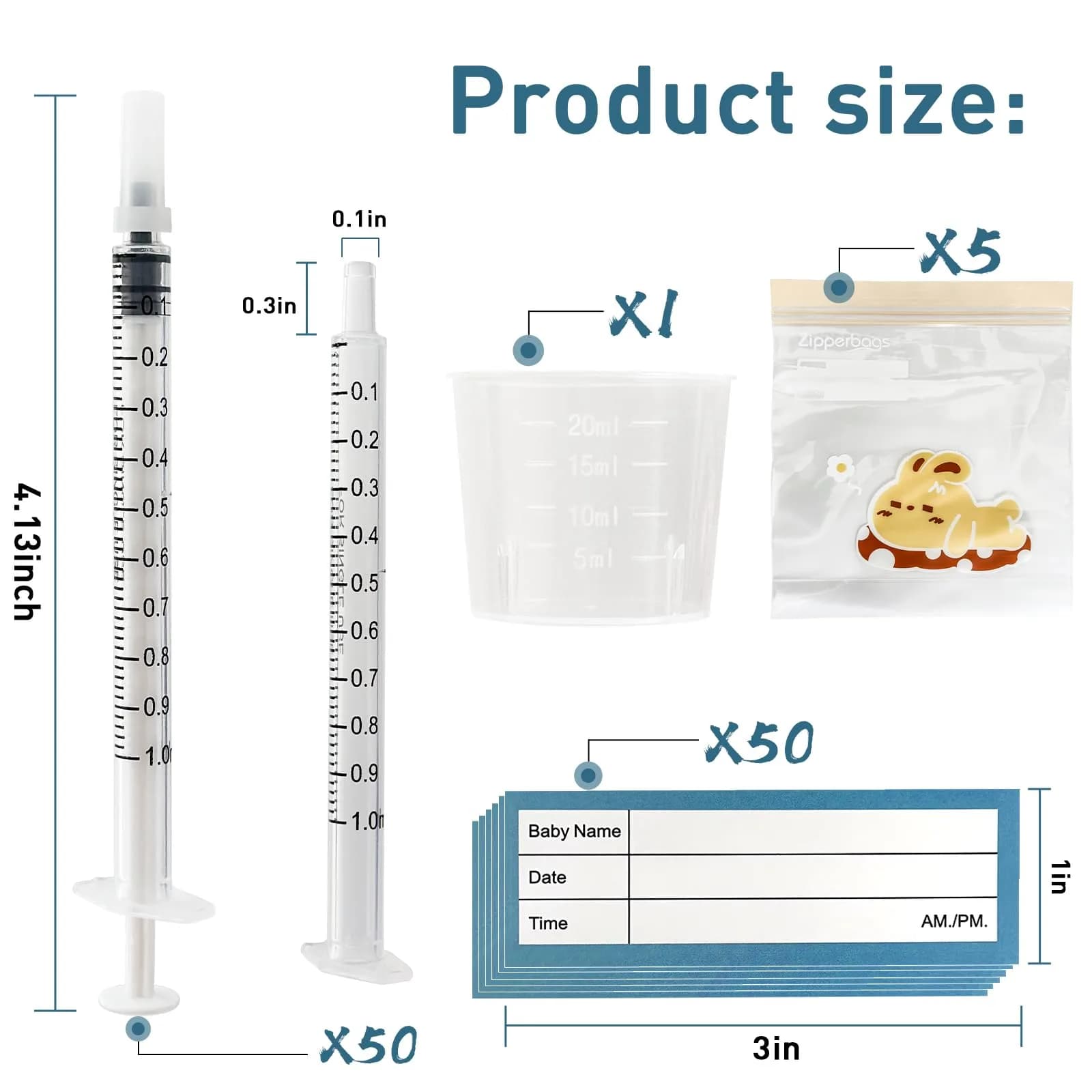 Kid2Kit 1mL Colostrum Syringes with Caps (50-Pack) | BPA-Free Sterile Collection Kit - view 2