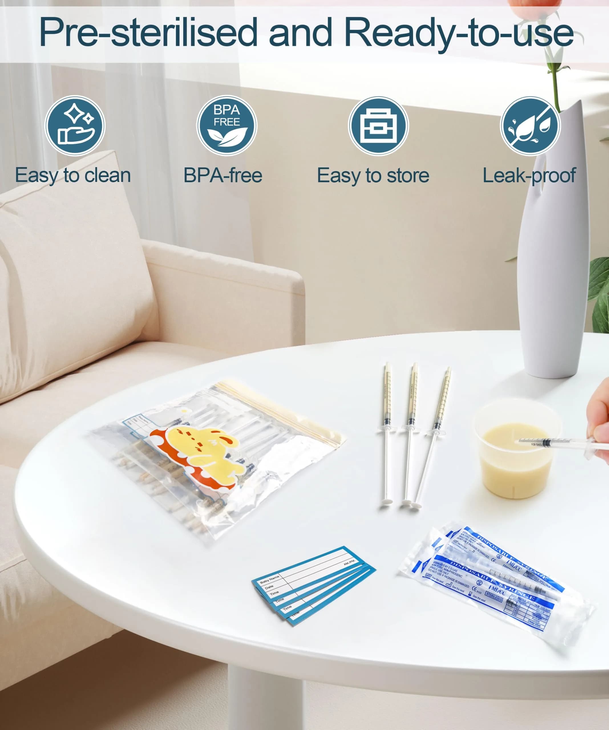 Kid2Kit 1mL Colostrum Syringes with Caps (50-Pack) | BPA-Free Sterile Collection Kit - view 3