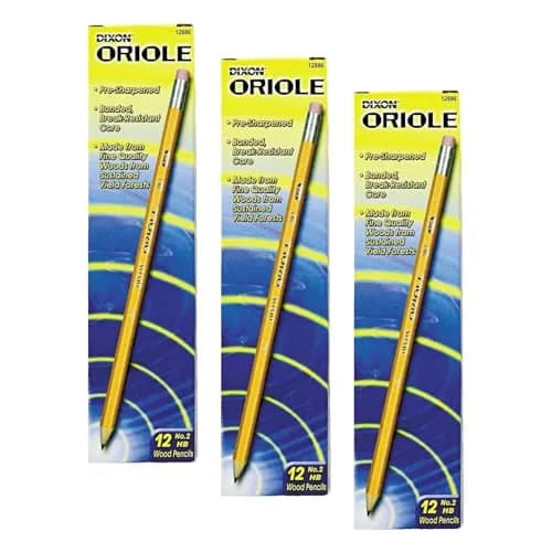 Dixon Oriole Woodcase Presharpened Pencil, HB #2, Yellow, 36 Count | Smooth Writing & Clean Corrections thumbnail 1