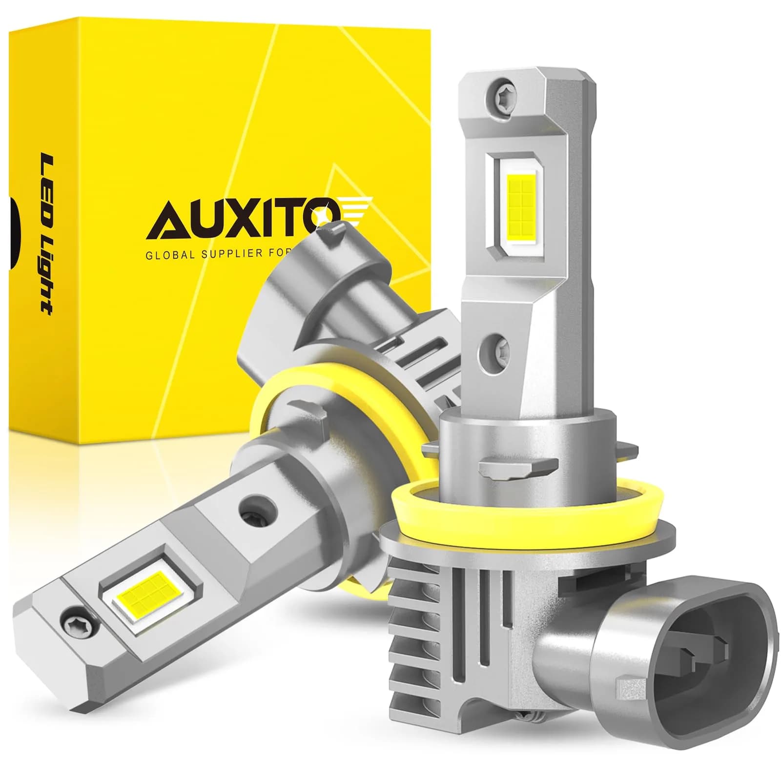 AUXITO H11 H8 H16 LED Fog Light Bulbs 6500K | 600% Brighter, 50,000H Durability, Plug & Play (Pack of 2)