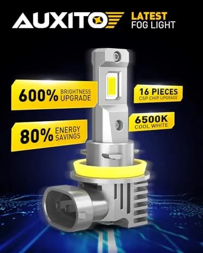 AUXITO H11 H8 H16 LED Fog Light Bulbs 6500K | 600% Brighter, 50,000H Durability, Plug & Play (Pack of 2) thumbnail 2