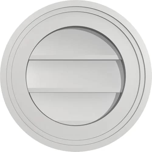 Signature Urethane 12"W x 12"H Round Surface Mount Gable Vent | Non-Functional, Primed Tan thumbnail 1