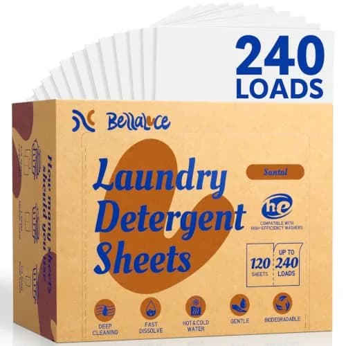 Bellaluce Laundry Detergent Sheets, Santal Scent, 240 Loads | Eco-Friendly, Hypoallergenic & Deep Cleaning thumbnail 1