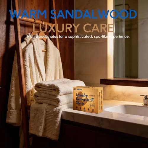 Bellaluce Laundry Detergent Sheets, Santal Scent, 240 Loads | Eco-Friendly, Hypoallergenic & Deep Cleaning thumbnail 7