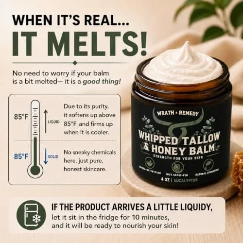 Wrath & Remedy Organic Beef Tallow for Skin, 4 oz | Handcrafted, Eucalyptus, Made in USA thumbnail 2
