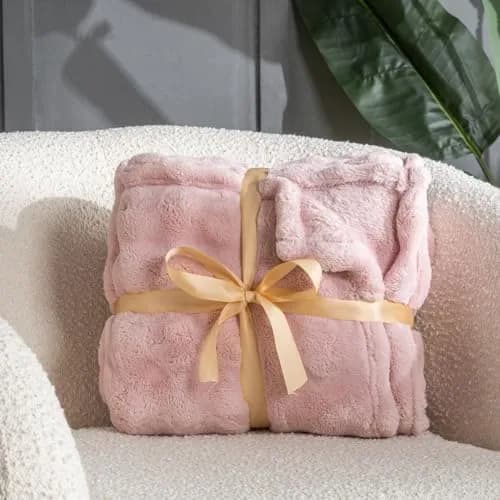 Jungle Star Pink Faux Fur Bubble Throw Blanket 127x152 cm (50"x60") | Soft Fluffy Plush for Couch & Bed thumbnail 5