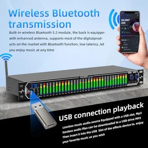 FULODE Home Audio Equalizer 31-Band Digital Spectrum Analyzer | Noise Reduction Rack Mount thumbnail 3