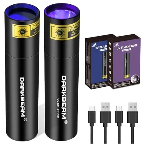 DARKBEAM UV Flashlight 365nm & 395nm Black Light 2 Pack | Dual Wavelength Detection thumbnail 1