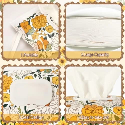 FEBSNOW Baby Wipe Dispenser 4 Pack | Portable Refillable Wet Wipe Holder with Nylon Loop, 25x14x5 cm thumbnail 4