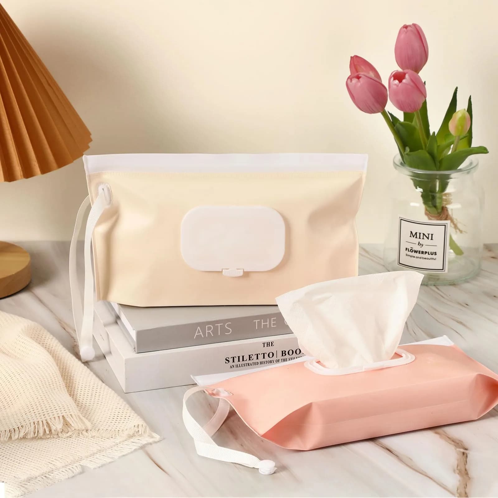 FEBSNOW Baby Wipe Dispenser 4 Pack | Portable Refillable Wet Wipe Holder with Nylon Loop, 25x14x5 cm - view 5