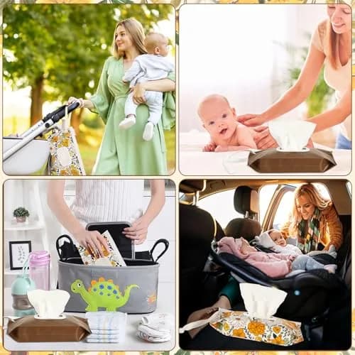 FEBSNOW Baby Wipe Dispenser 4 Pack | Portable Refillable Wet Wipe Holder with Nylon Loop, 25x14x5 cm thumbnail 7