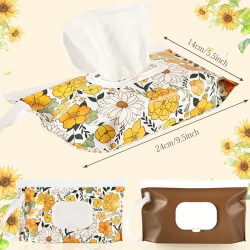 FEBSNOW Baby Wipe Dispenser 4 Pack | Portable Refillable Wet Wipe Holder with Nylon Loop, 25x14x5 cm thumbnail 2