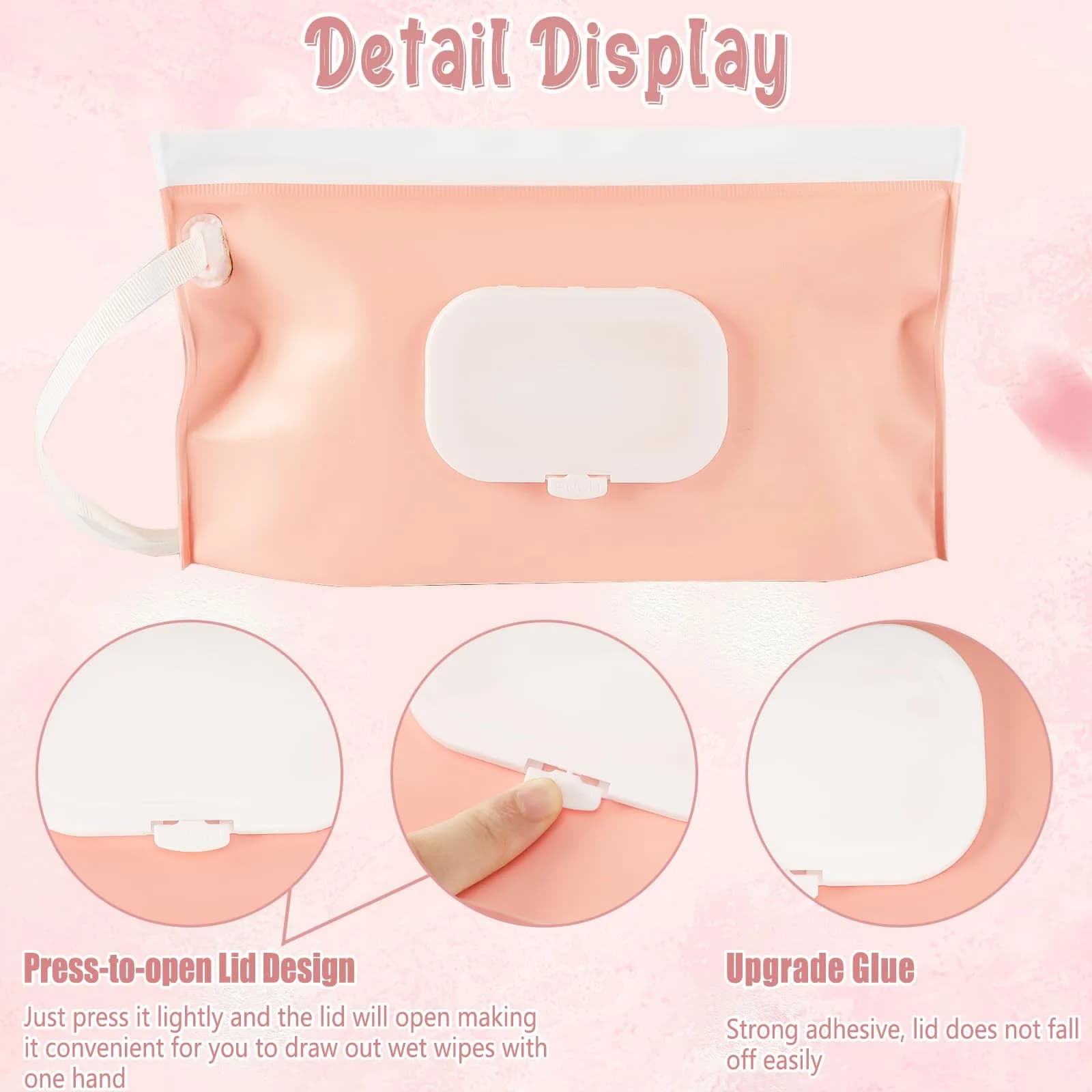 FEBSNOW PatternH Baby Wipe Dispenser 4 Pack | Portable Refillable Wet Wipe Holder with Wrist Loop - view 3