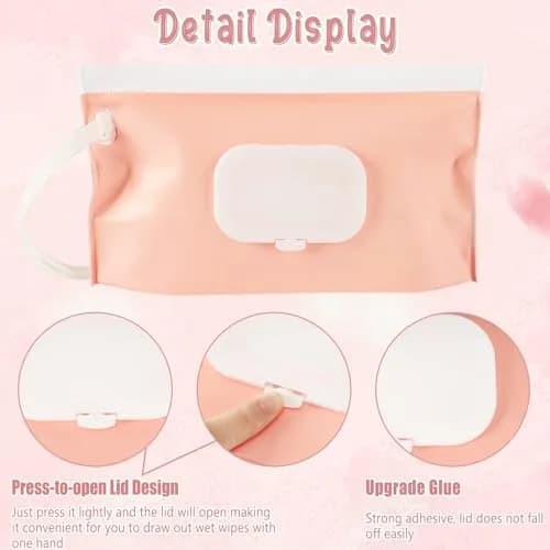 FEBSNOW Baby Wipe Dispenser 4 Pack | Portable Refillable Wet Wipe Holder with Nylon Loop, 25x14x5 cm thumbnail 3