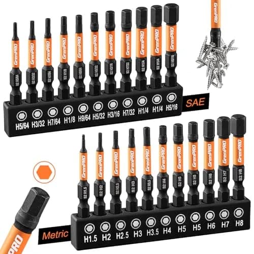 GRENPRO Impact Allen Wrench Drill Bit Set, 22-Piece Hex Bits | Metric & SAE Impact-Ready thumbnail 1