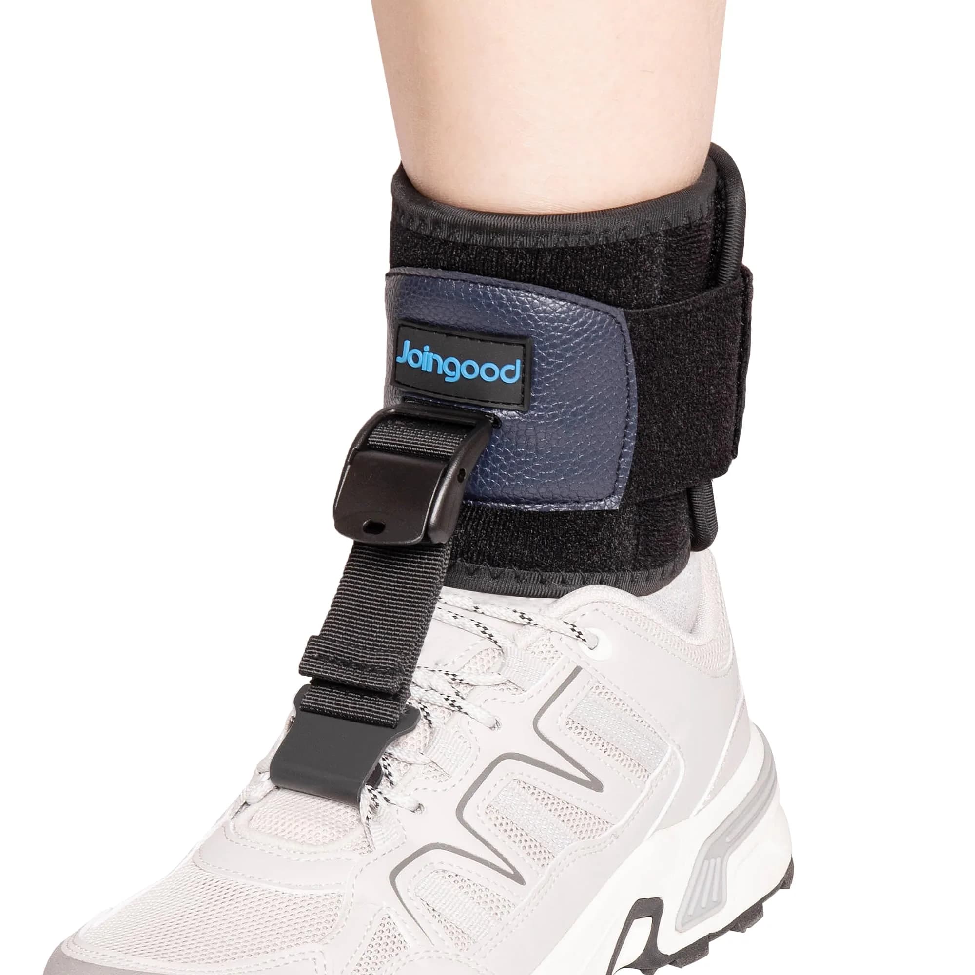 joingood AFO Foot Drop Brace for Walking | Adjustable Support for Drop Foot, Soft & Durable, Fits Left or Right Foot (S/M) — Black