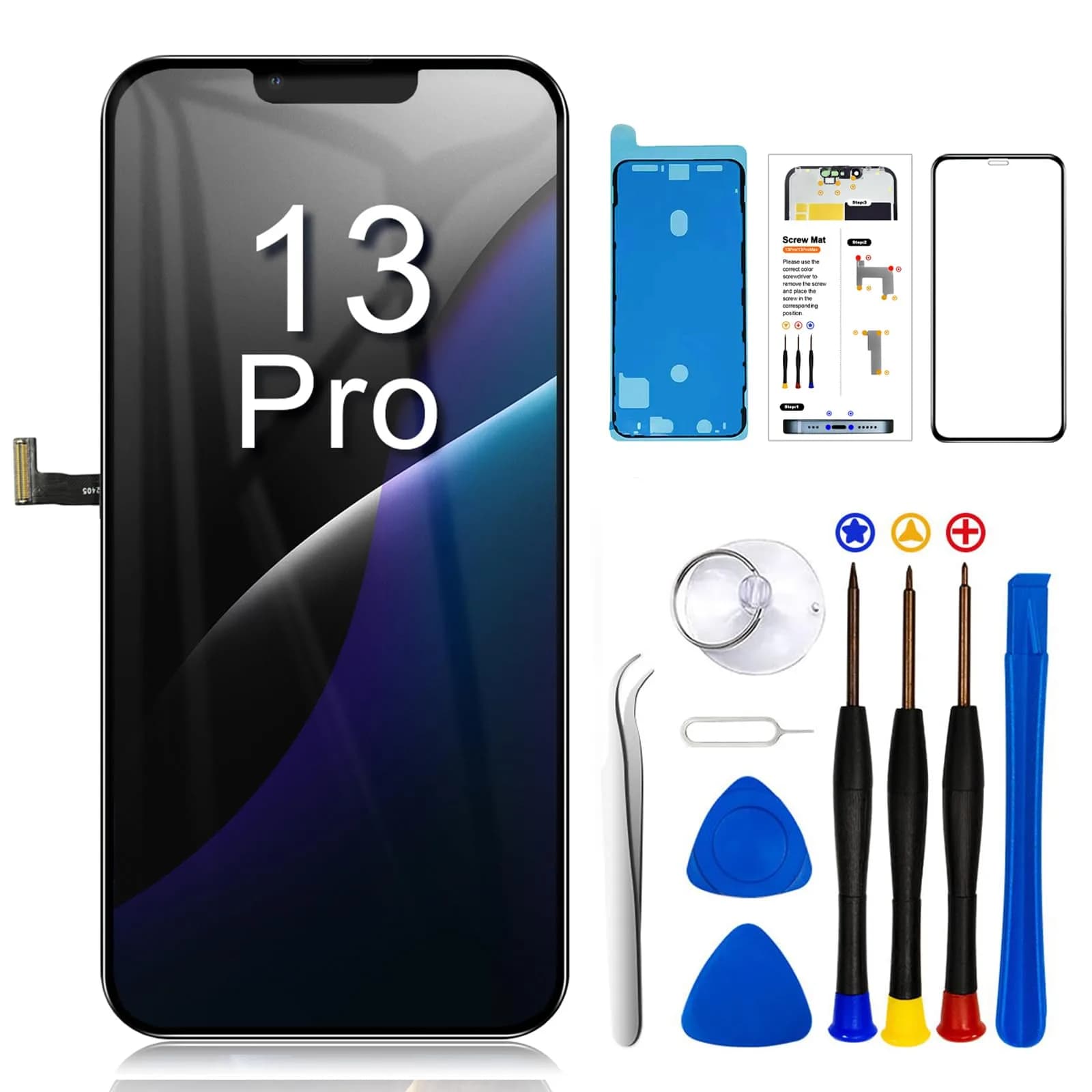 SIMDOG iPhone 13 Pro Screen Replacement Kit 6.1 inch | Full HD LCD & 3D Touch Assembly with Repair Tools - main product image