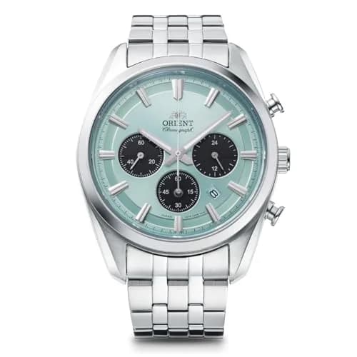 Orient Solar-Powered Men's Wristwatch 40mm Stainless Steel Sky Blue | Chronograph & Accurate (110-120 chars) thumbnail 1