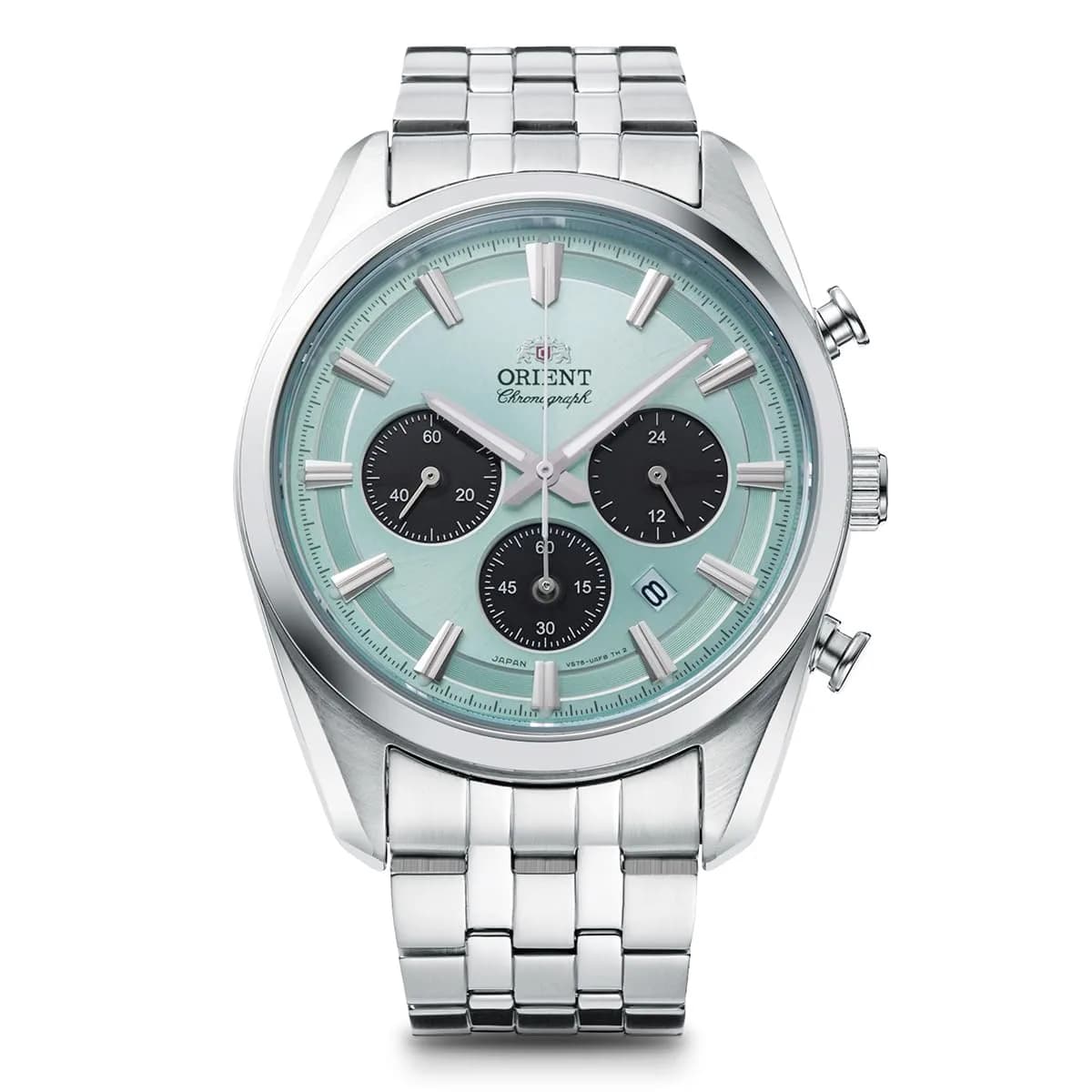 Orient Solar-Powered Men's Wristwatch 40mm Stainless Steel Sky Blue | Chronograph & Accurate (110-120 chars)