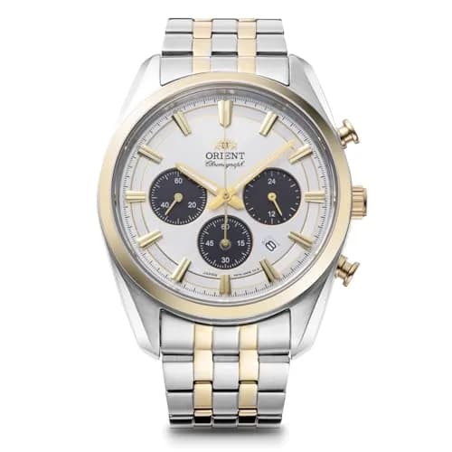 Orient Solar-Powered Chronograph Wristwatch 40mm Stainless Steel White | Sporty & Dressy thumbnail 1