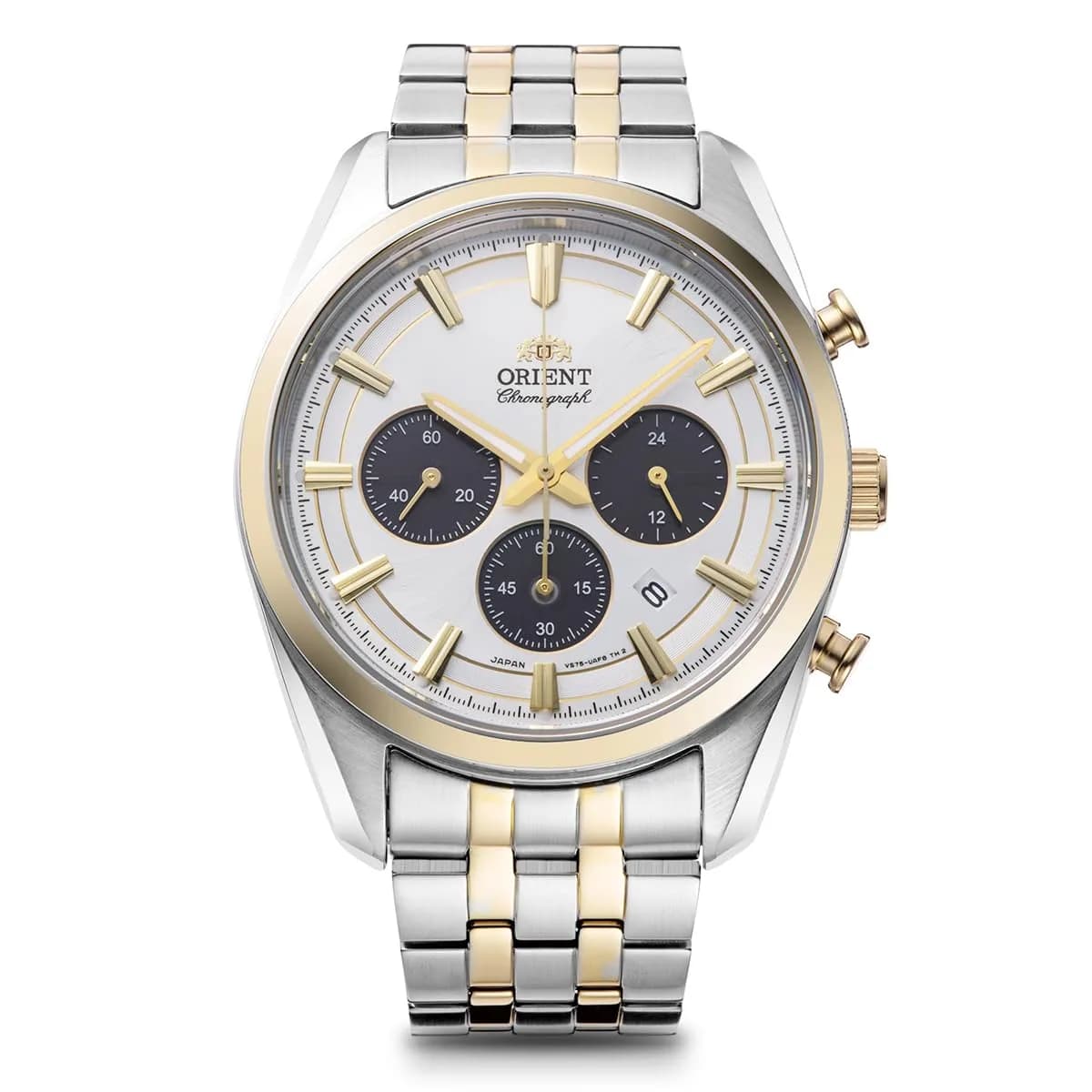 Orient Solar-Powered Chronograph Wristwatch 40mm Stainless Steel White | Sporty & Dressy