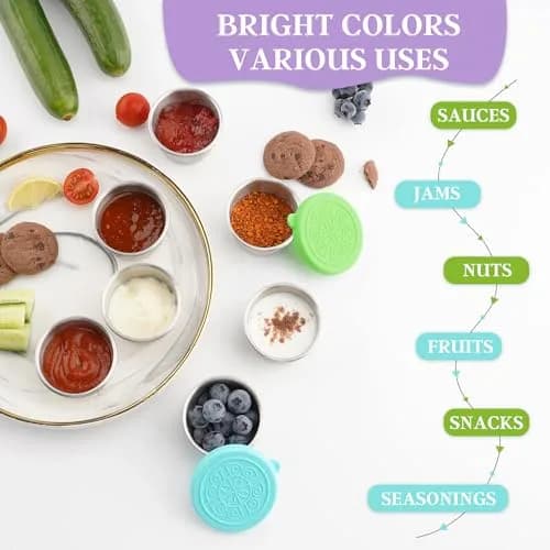 Qukaka 1.6 oz Stainless Steel Salad Dressing Containers with Lids, 6 Pack | Leakproof Reusable Food Storage thumbnail 4