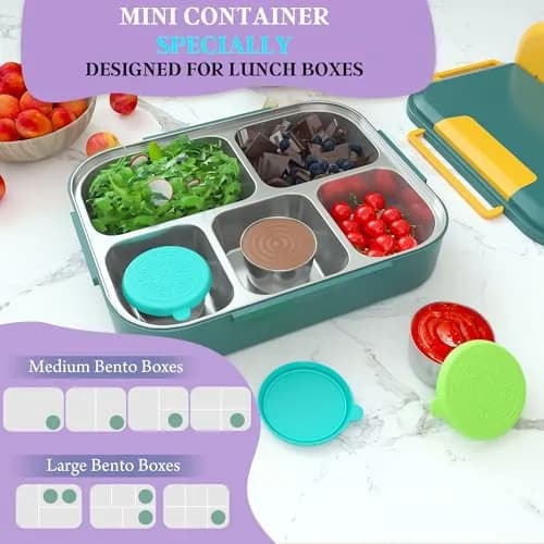 Qukaka 1.6 oz Stainless Steel Salad Dressing Containers with Lids, 6 Pack | Leakproof Reusable Food Storage thumbnail 7