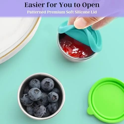 Qukaka 1.6 oz Stainless Steel Salad Dressing Containers with Lids, 6 Pack | Leakproof Reusable Food Storage thumbnail 8