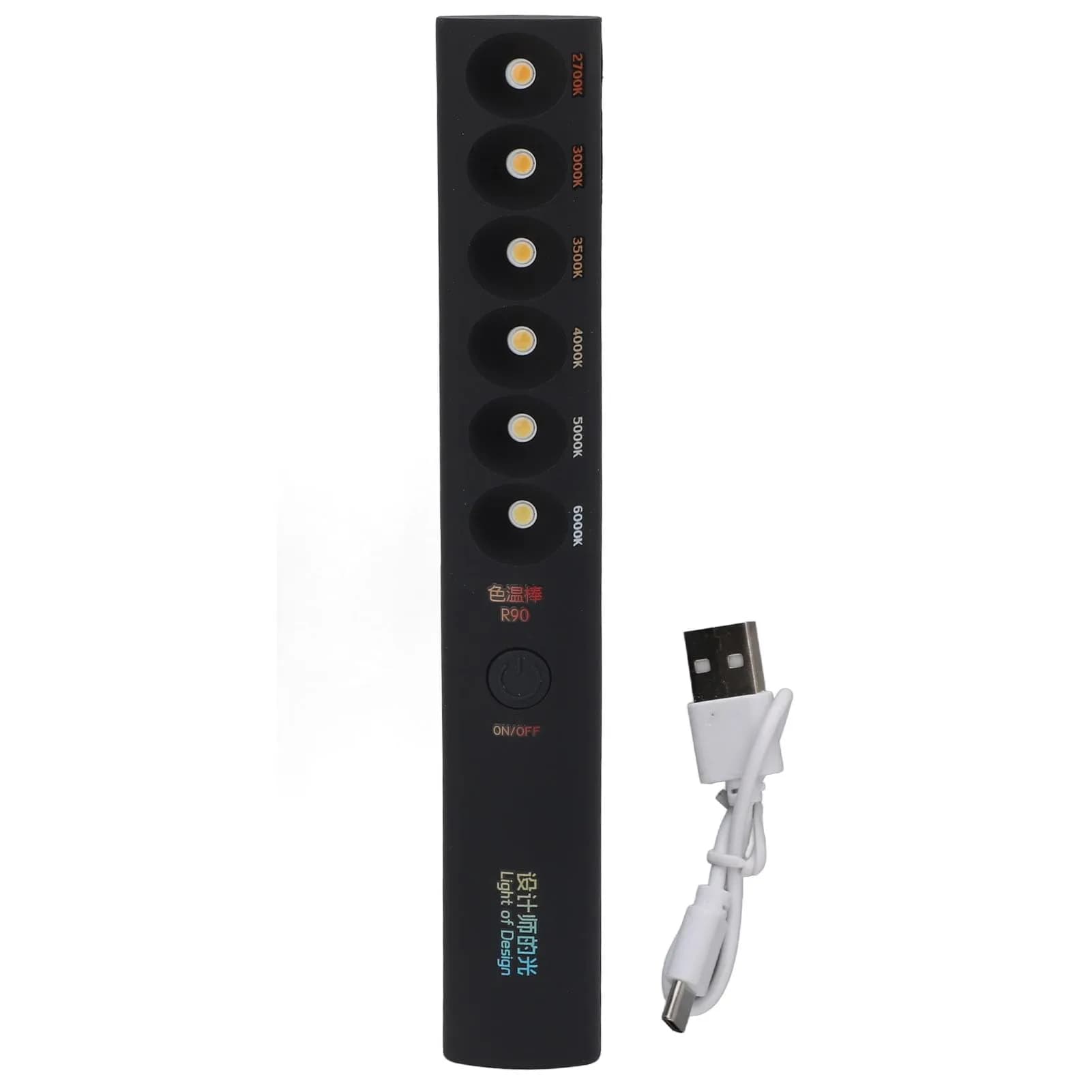 Kelepu Portable Color Temperature Light Wand 235mm (9.25in) | 2700K-6000K Adjustable Photography Light — Black