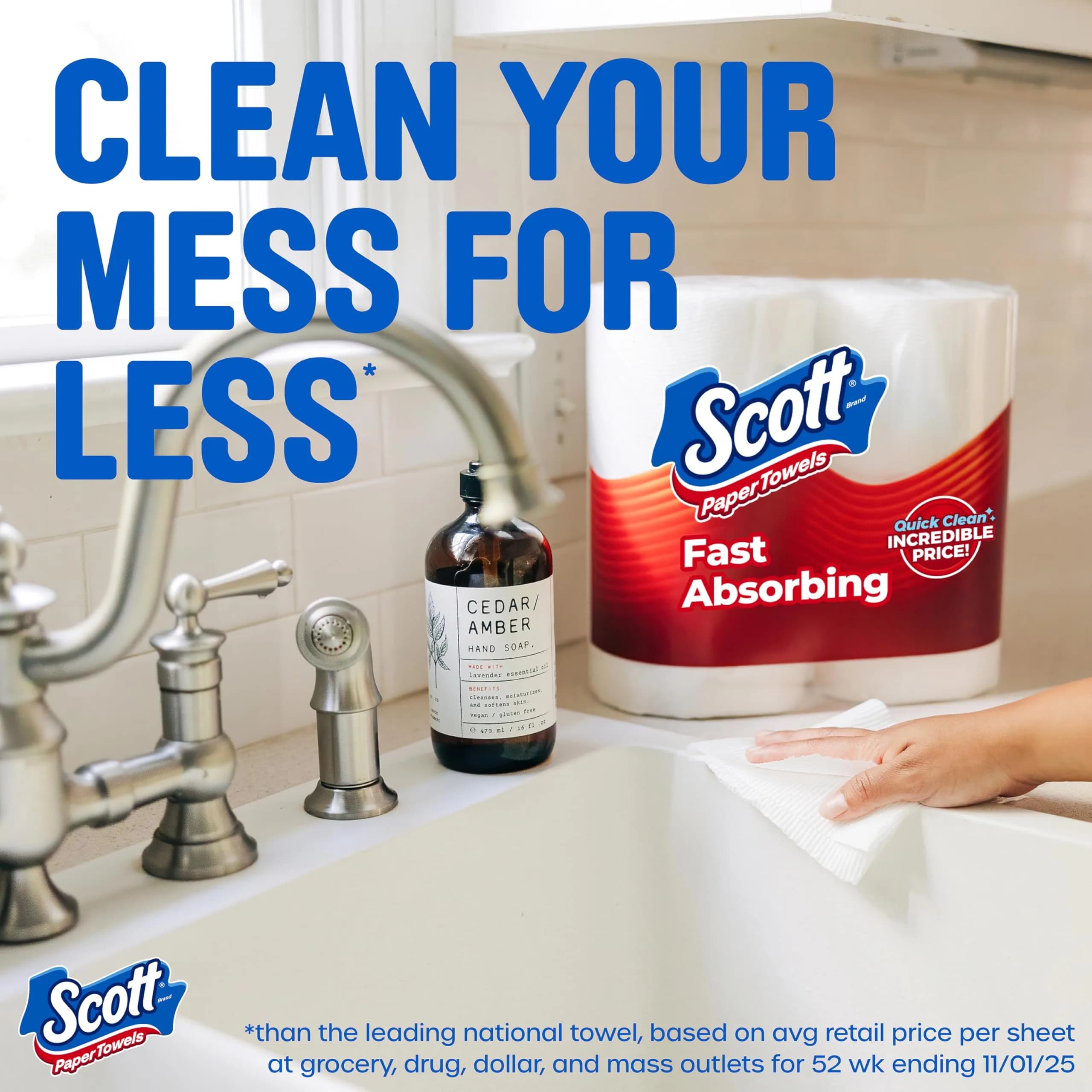 Scott Choose-A-Sheet Paper Towels, 2 Double Rolls (108 Sheets Per Roll) | Value Pack for Indian Homes - view 2