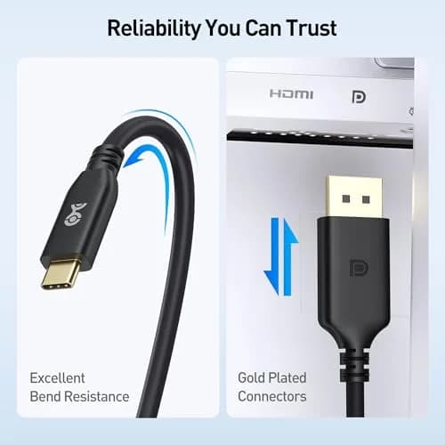 Cable Matters USB C to DisplayPort 2.1 Cable 3.3ft | 8K@120Hz, 40Gbps, VESA Certified, Unidirectional thumbnail 7