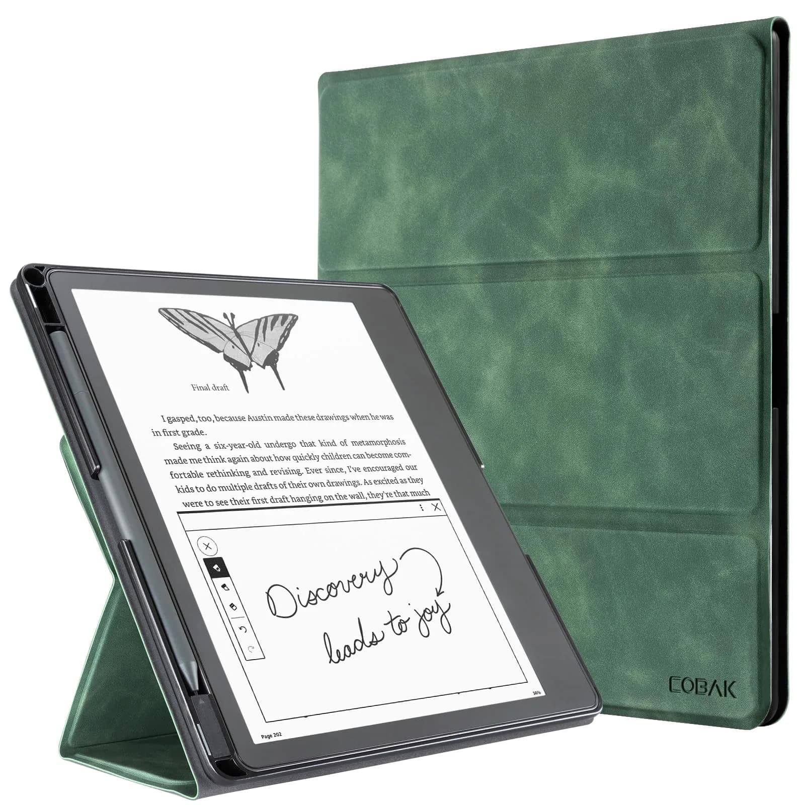 CoBak Emerald PU Leather Case for Tablet Reader 10.2" (2022/2024) with Pen Holder | Auto Sleep Wake - main product image