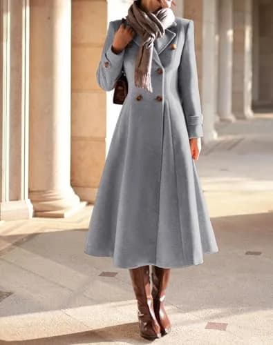IDEALSANXUN Long Wool Coat for Women 2026 Fall Winter | Double Breasted Peacoat Maxi thumbnail 6