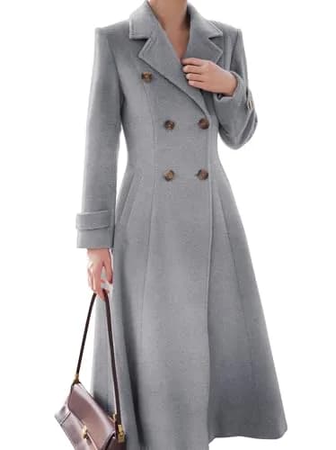 IDEALSANXUN Long Wool Coat for Women 2026 Fall Winter | Double Breasted Peacoat Maxi thumbnail 2