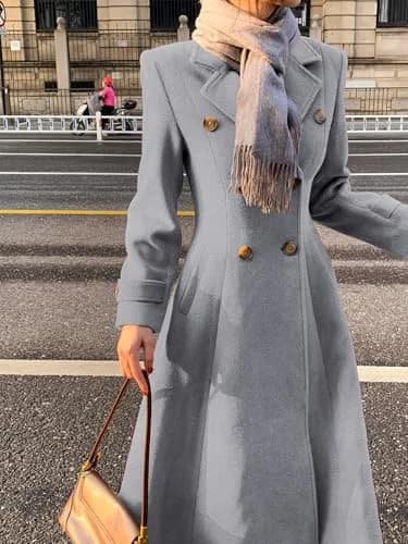 IDEALSANXUN Long Wool Coat for Women 2026 Fall Winter | Double Breasted Peacoat Maxi thumbnail 3