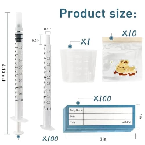 Kid2Kit 1mL Colostrum Collection Syringe Kit 100 Count | Sterile, BPA-Free, Includes Measuring Cup & Storage Bags thumbnail 2
